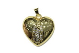 Pend147 24mm copper heart pendant pave zirconia gold plated