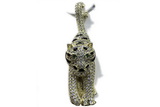 Pend163 15*55mm copper leopard pendant pave zirconia gold plated