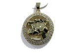 Pend164 26mm copper leopard pendant pave zirconia gold plated