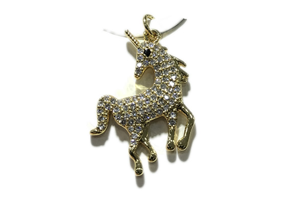 Pend168 20*27mm copper horse pendant pave zirconia gold plated