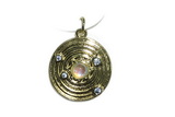 Pend180 20mm copper circle pendant pave zirconia gold plated