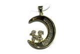 Pend182 20mm copper pendant pave zirconia gold plated