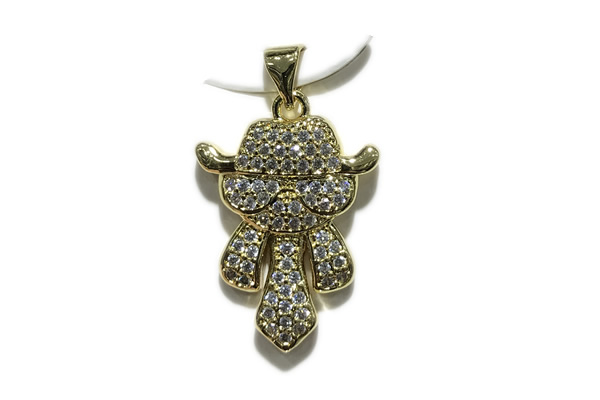 Pend189 17*22mm copper pendant pave zirconia gold plated