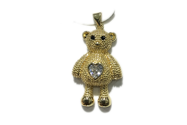 Pend190 20*28mm copper bear pendant pave zirconia gold plated