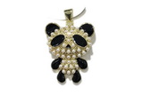 Pend191 21*25mm copper panda pendant pave zirconia gold plated