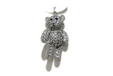 Pend199 20*28mm copper bear pendant pave zirconia silver plated