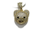 Pend206 17*20mm copper bear pendant pave zirconia gold plated