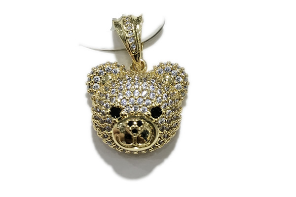 Pend206 17*20mm copper bear pendant pave zirconia gold plated