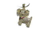 Pend210 20*22mm copper dog pendant pave zirconia gold plated