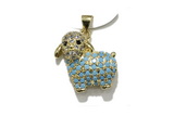 Pend212 15*17mm copper sheep pendant pave zirconia gold plated