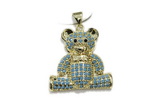 Pend214 23mm copper bear pendant pave zirconia gold plated