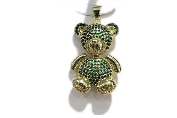 Pend216 20*25mm copper bear pendant pave zirconia gold plated