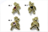 Pend247 17*26mm copper bear pendant pave zirconia gold plated