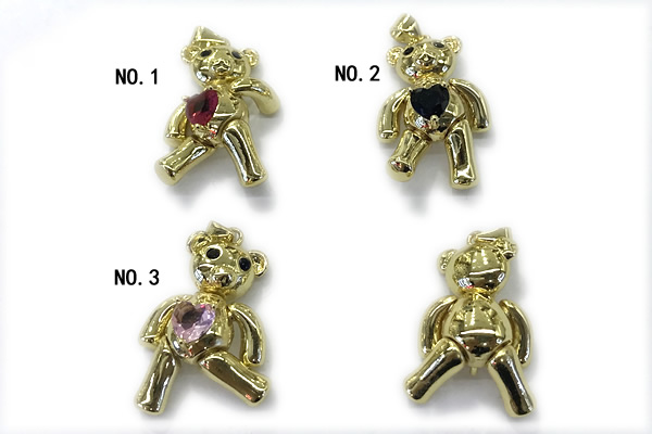 Pend247 17*26mm copper bear pendant pave zirconia gold plated