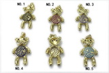 Pend249 17*25mm copper bear pendant pave zirconia gold plated