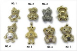 Pend252 20*25mm copper bear pendant pave zirconia gold plated