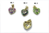 Pend263 11mm copper heart pendant pave abalone shell gold plated