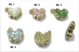 Pend280 15*17mm copper heart pendant pave abalone shell gold plated