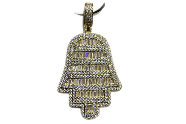 Pend46 18mm copper pendant pave zirconia gold plated