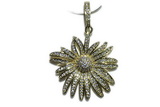 Pend48 30mm copper flower pendant pave zirconia gold plated