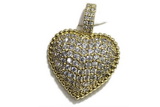 Pend67 20mm copper heart pendant pave zirconia gold plated