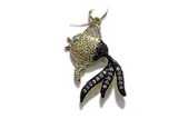 Pend73 19mm copper goldfish pendant pave zirconia gold plated