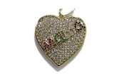 Pend74 26mm copper heart pendant pave zirconia gold plated