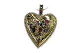 Pend77 37mm copper heart pendant pave zirconia gold plated