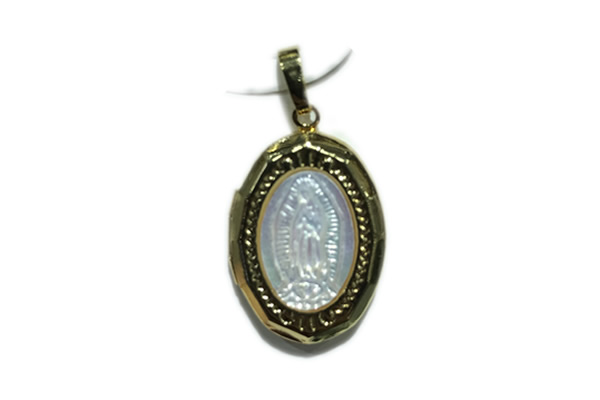 Pend96 16*22mm copper oval pendant pave shell zirconia gold plated