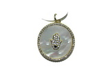 Pend97 23mm copper circle pendant pave zirconia gold plated