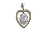 Pend99 32*38mm copper heart pendant pave zirconia silver plated