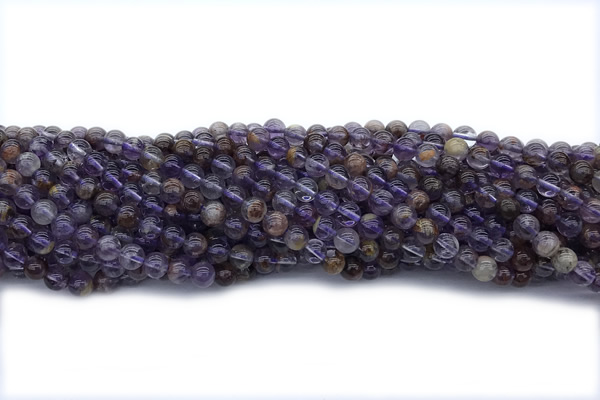 QUAR28 15 inches 6mm round purple phantom quartz gemstone beads