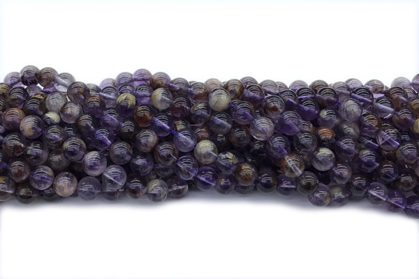 QUAR29 15 inches 8mm round purple phantom quartz gemstone beads