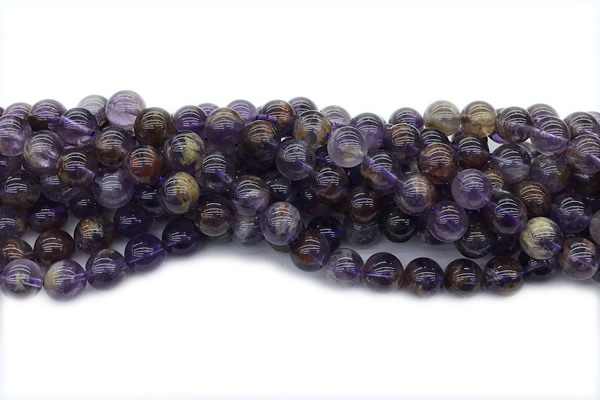 QUAR30 15 inches 10mm round purple phantom quartz gemstone beads