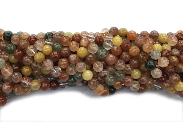 QUAR40 15 inches 8mm round mixed quartz gemstone beads