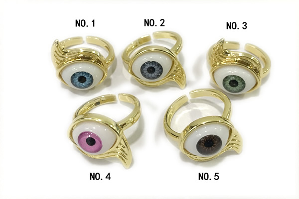 RING04 15*20mm copper evil eye rings gold plated