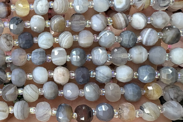 ROND218 15 inches 6*8mm faceted rondelle botswana agate beads