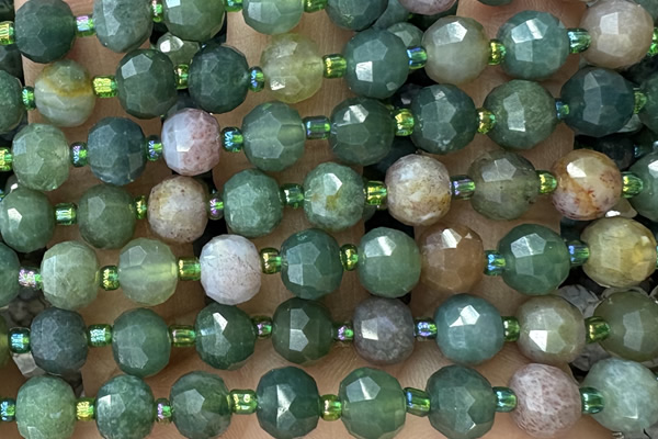 ROND223 15 inches 6*8mm faceted rondelle Indian agate gemstone beads