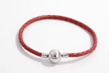 Silv02 18cm leather cord bracelet & 9mm 925 sterling silver