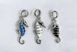 Silv132 15*23mm 925 Sterling Silver Sea Horse Pendant Enamel Plated