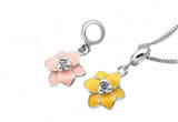 Silv141 9.5*19.7mm 925 Sterling Silver Flowers Pendant Enamel Plated