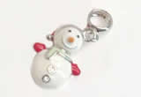 Silv150 11.3*23mm 925 Sterling Silver Snowman Pendant Enamel Plated