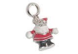 Silv155 13*21.5mm 925 Sterling Silver Santa Claus Pendant Enamel Plated