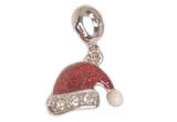 Silv156 11.5*17.5mm 925 Sterling Silver Santa Hat Pendant Enamel Plated