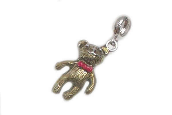 Silv161 11*26.5mm 925 Sterling Silver Bear Pendant Enamel Plated