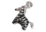 Silv166 8.5*22mm 925 Sterling Silver Zebra Pendant Enamel Plated