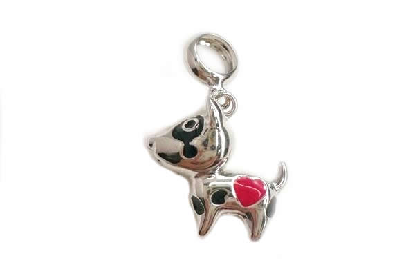 Silv167 13.8*21mm 925 Sterling Silver Dog Pendant Enamel Plated