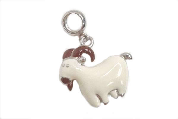 Silv168 17.3*23.2mm 925 Sterling Silver Sheep Pendant Enamel Plated