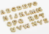 Silv62 3*9mm – 9*10mm 925 sterling silver letter clasp pave zirconia gold plated