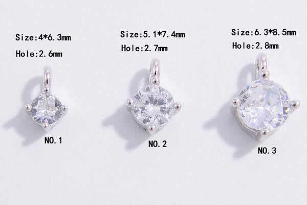 Silv77 4*6.3mm ~ 6.3*8.5mm Cubic Zirconia Micro Pave 925 Sterling Silver Pendant